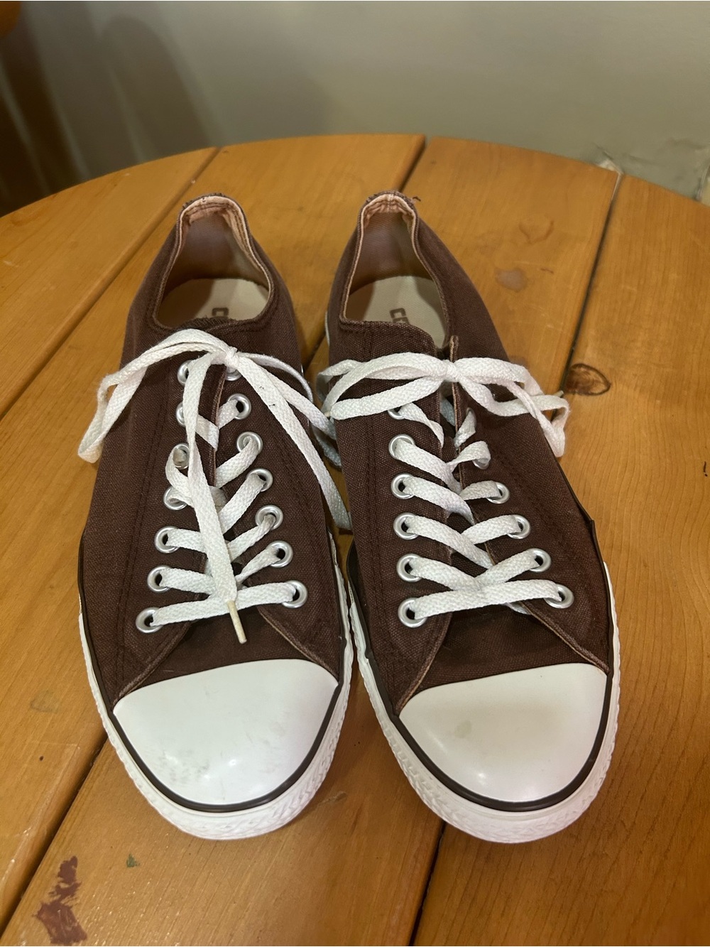 Converse Brown Canvas Low-Top Sneakers with White Toe Cap